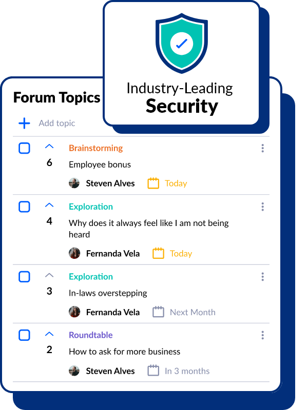 A screenshot of the industry-leading security forum topics app.