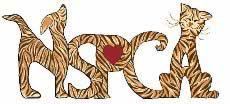 The letters "NS PCA" are designed like cats, with tiger-like stripes. There's a red heart.