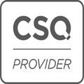 CSQ Provider logo: gray text and graphic elements in a rounded square.
