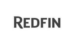 A black and white logo for redfin on a white background
