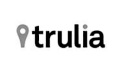A black and white logo for trulia on a white background