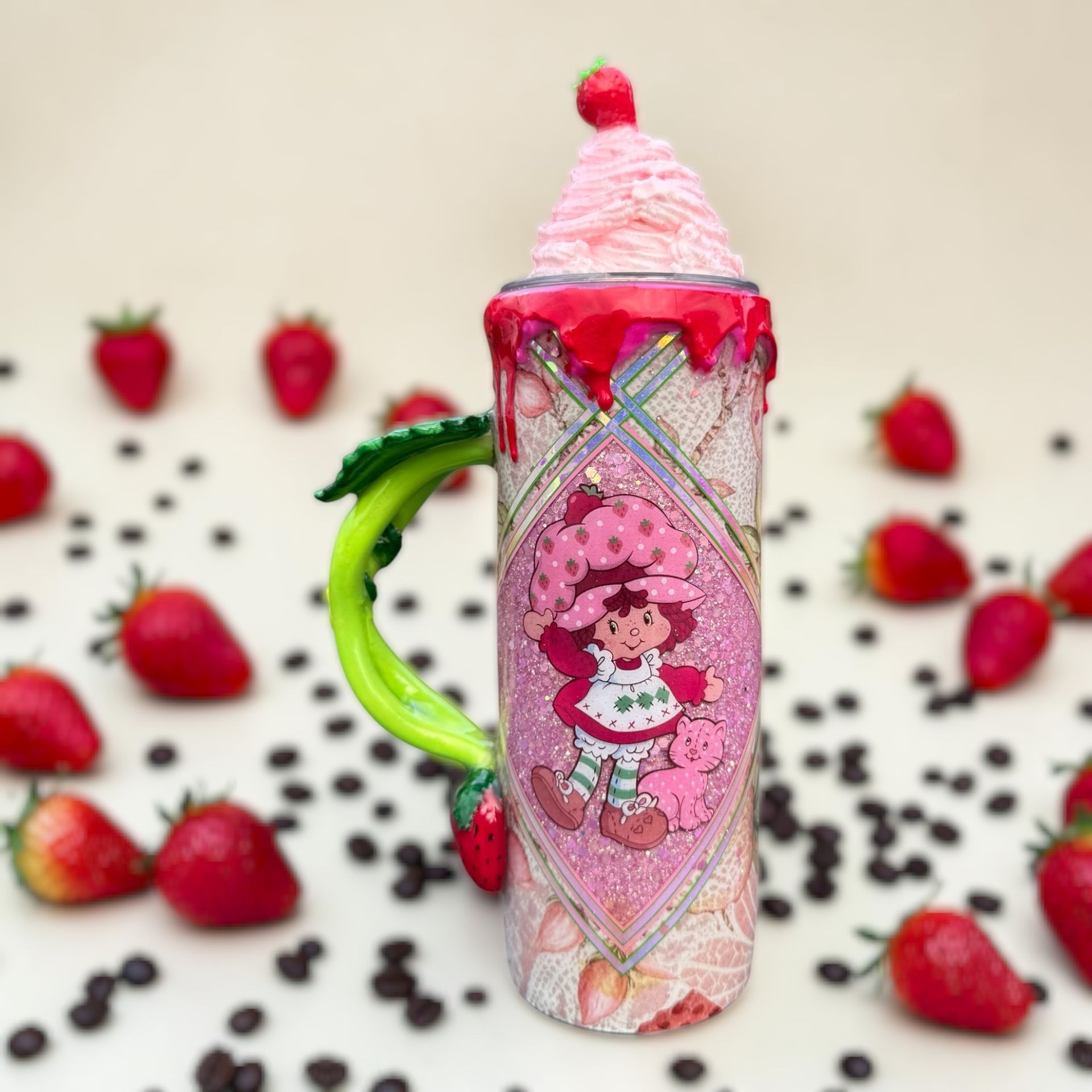 20oz strawberry nostalgia 80's stainless steel tumbler