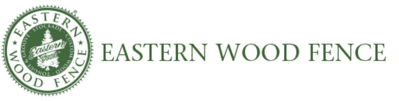 Eastern Wood Fence logo with green circular emblem and text on a white background