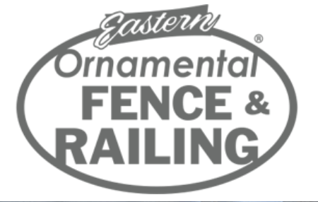 Eastern Ornamental Fence & Railing logo in gray and white.