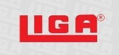 Logotipo rojo de la LIGA en letras rojas en negrita sobre un fondo gris claro.