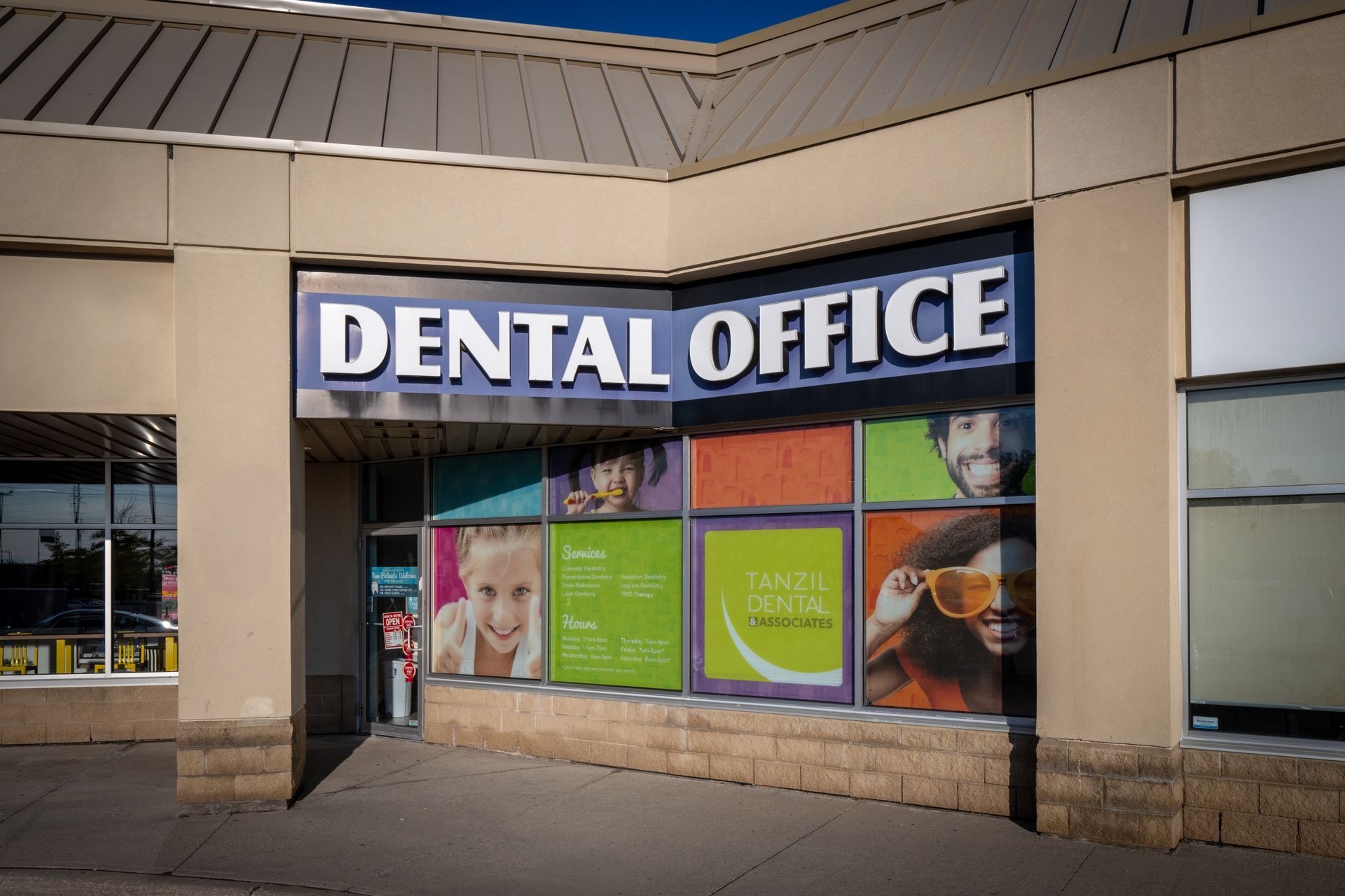Dental office storefront with 