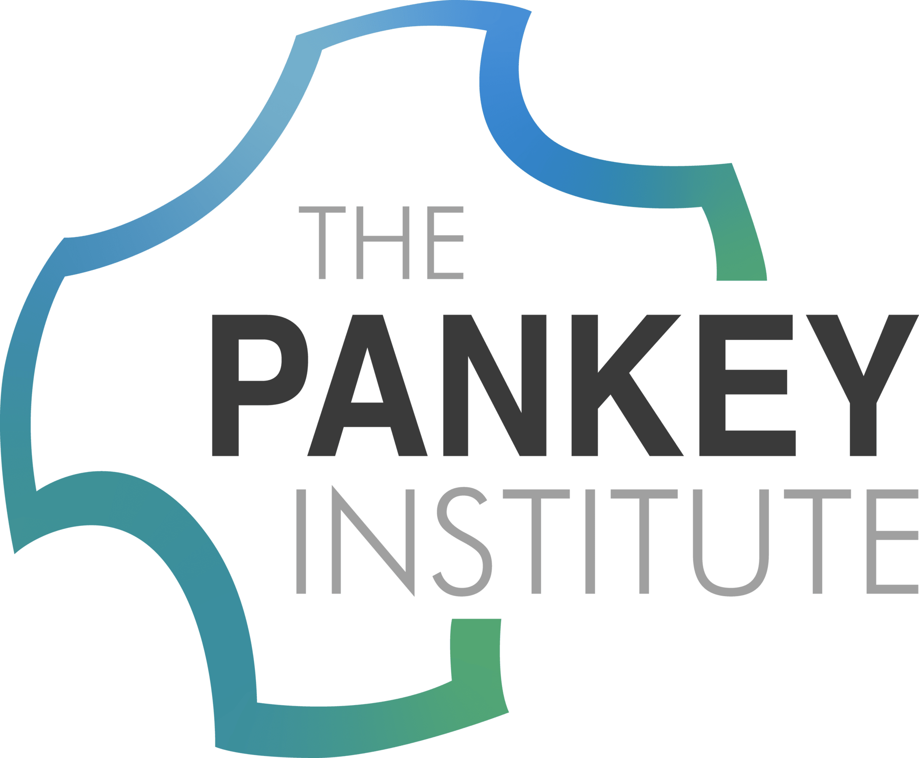 The Pankey Institute logo: stylized teal and blue cross shape with
