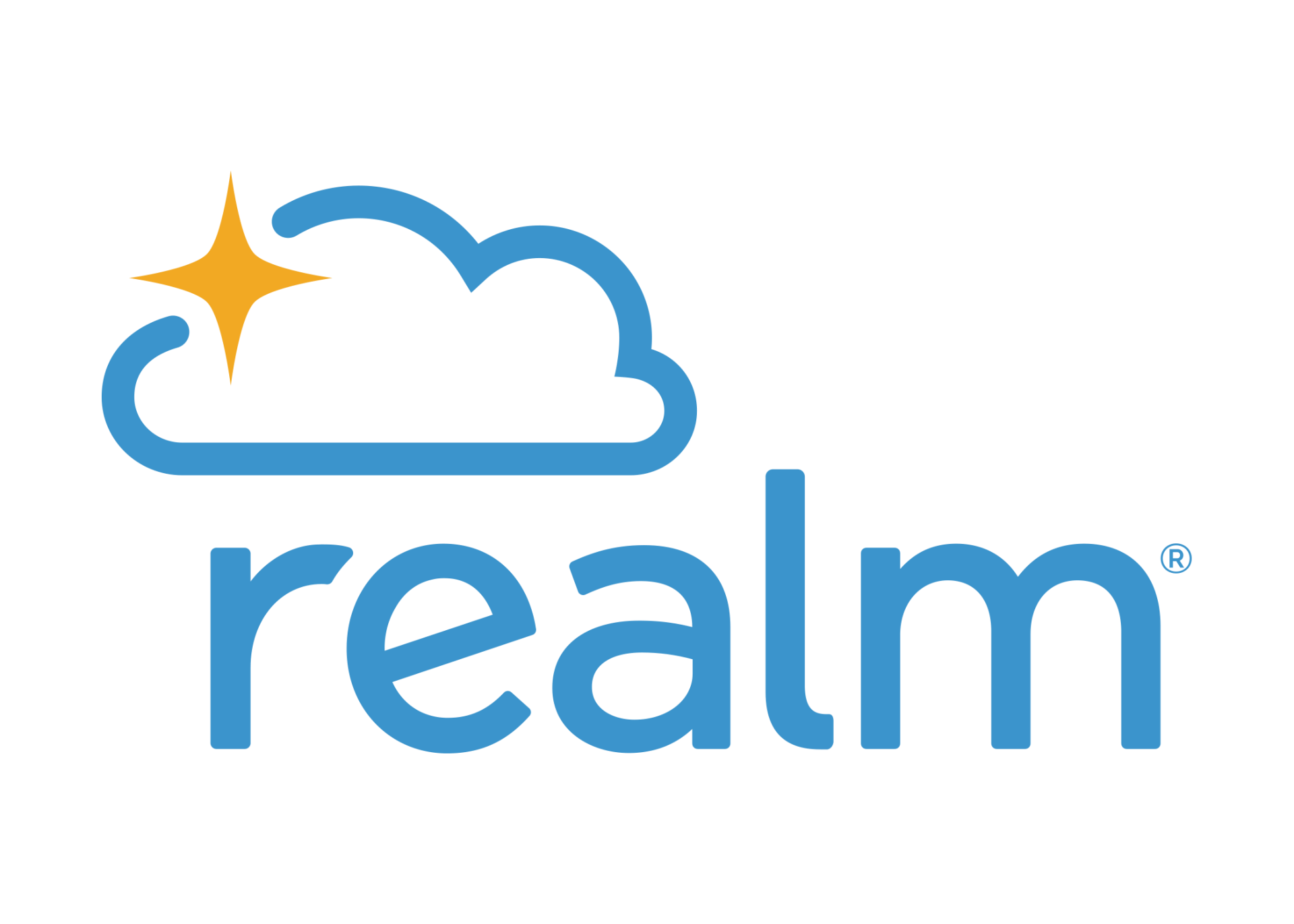 The blue logo for Realm, featuring a cloud icon with a yellow star on the left.