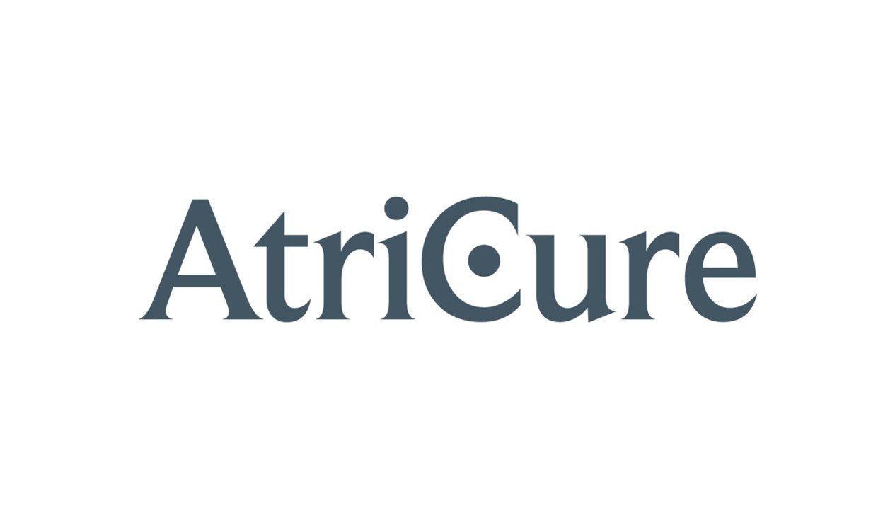 Atricure logo in dark gray text with a stylized blue “C” on a white background