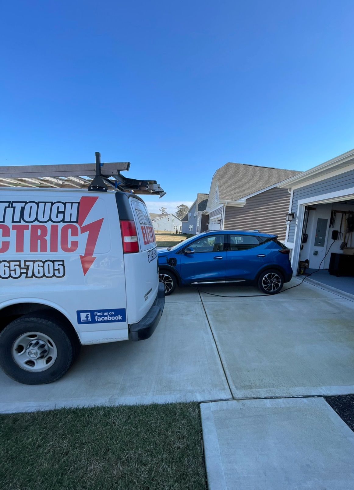 Don’t Touch Electric van parked beside home electric vehicle charging station installation