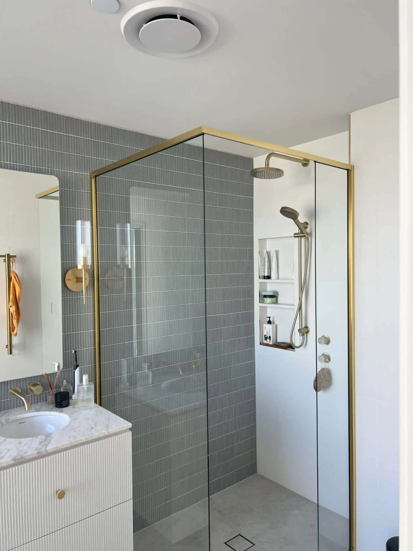 A Bathroom With A Clear Glass Walk In Shower — Supercare Gold Coast In Miami, QLD