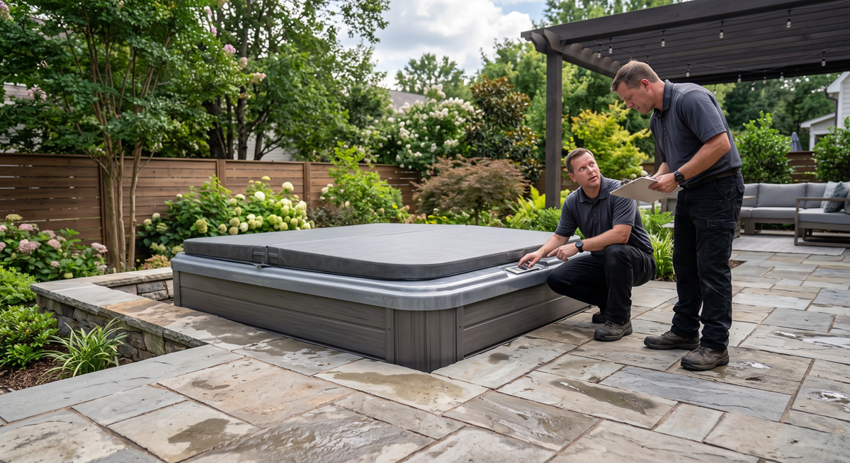 Hot tub relocation through narrow side yard access