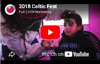 2018 Celtic Fest video thumbnail with two people and a red YouTube play button overlay