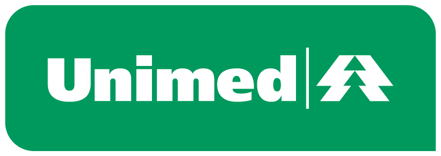 Logotipo verde da Unimed com texto branco e um ícone de árvore.