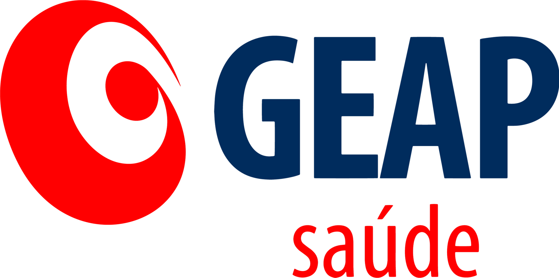 Logotipo da GEAP Saúde em vermelho e azul sobre fundo branco