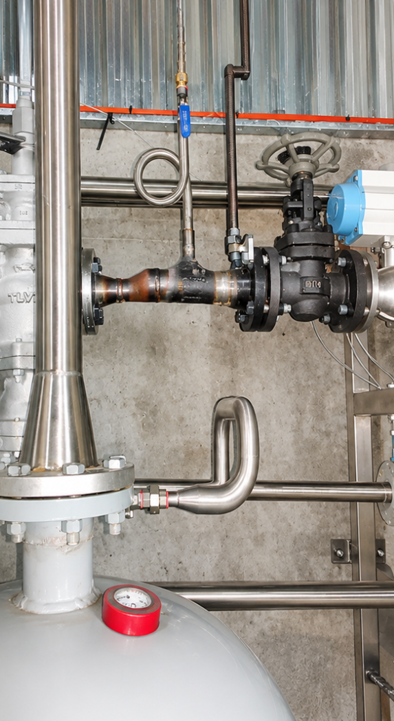 Stainless Steel Pipe With a Red Button — Vids Fabrication in South Lismore, NSW