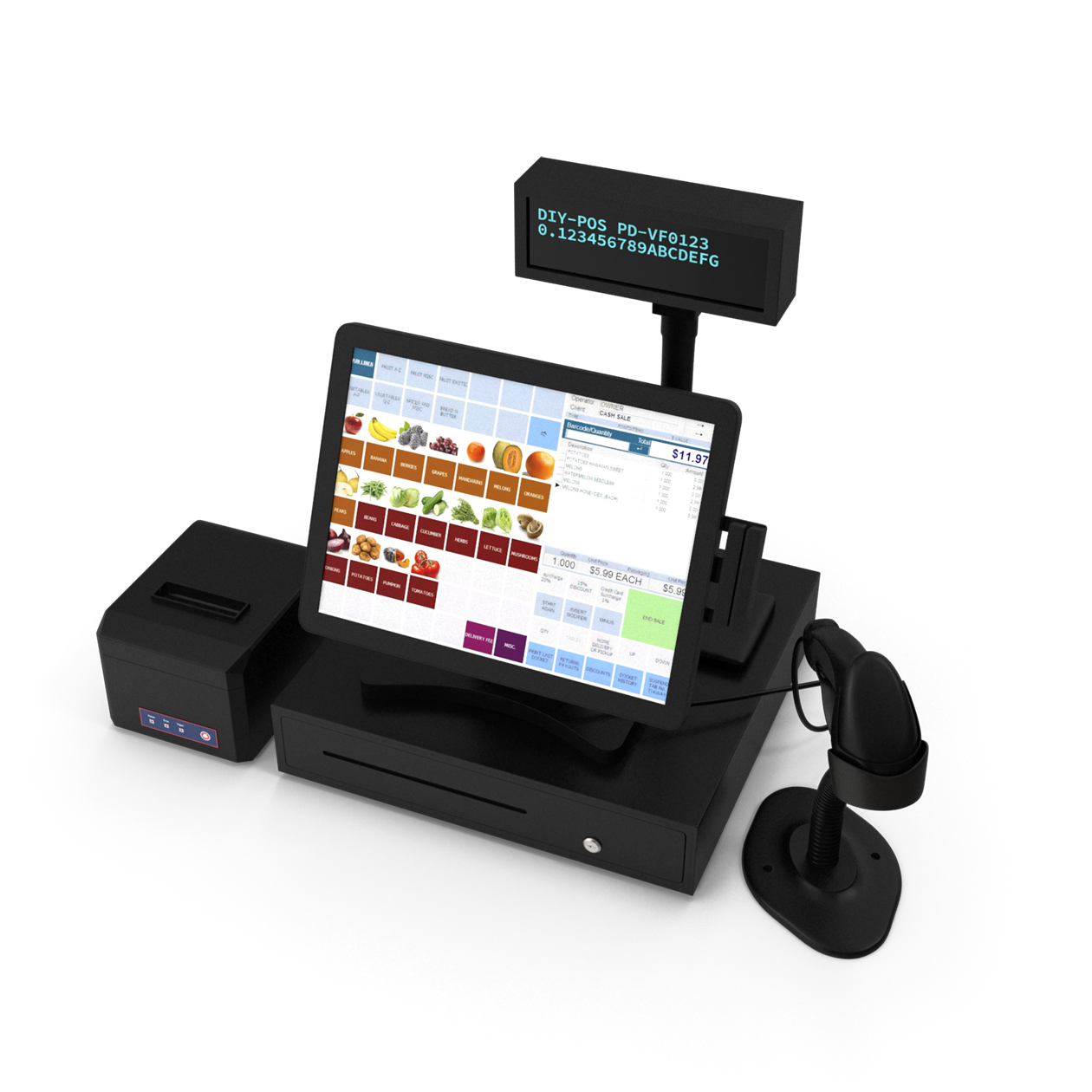 A 3d rendering of a computer sitting on top of a table.