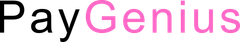 The logo for paygenius is pink and black on a white background.