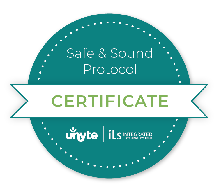 A sticker that says safe and sound protocol certificate