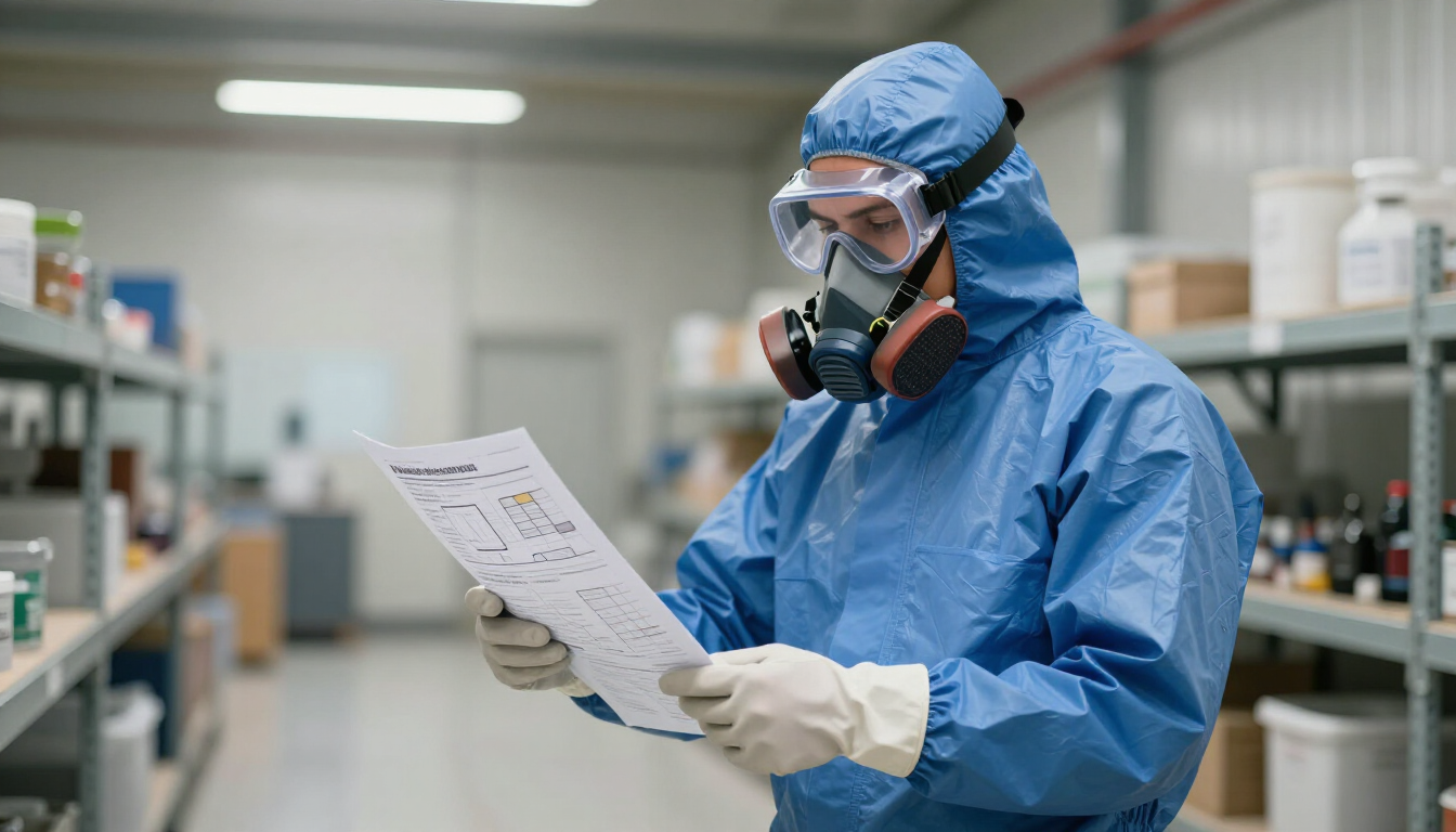 Técnico revisando plan de manejo integral de plagas