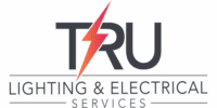 TRU Lighting & Electrical Services logo with a red lightning bolt through the &ldquo;R&rdquo;