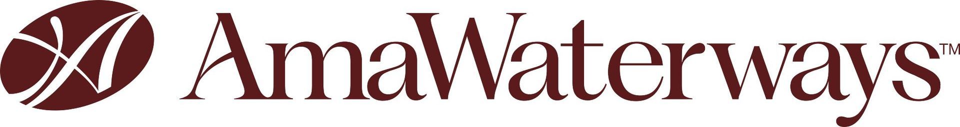 AmaWaterways logo in burgundy with stylized “A” icon on a white background