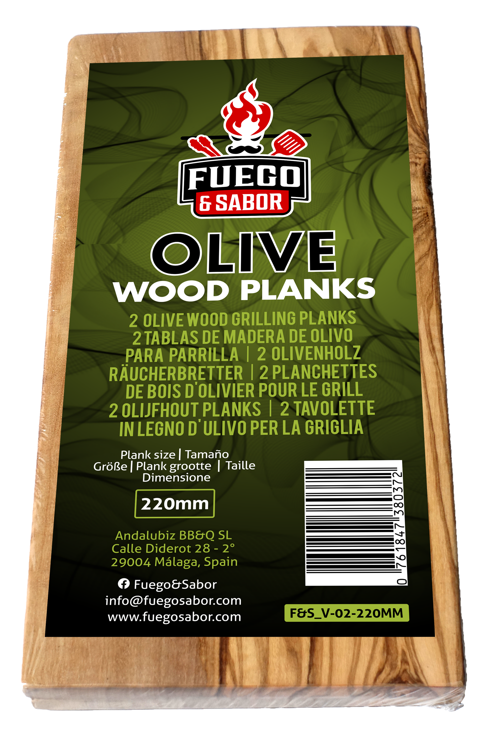 F&S Olijfhout Rookhout planks rechthoekig 220 mm/110mm 2-St - 2st