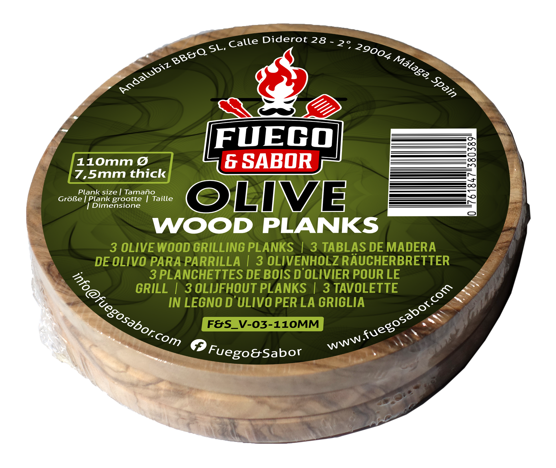 F&S Olijfhout Rookhout planks rond 110 mm 3-St - 3st