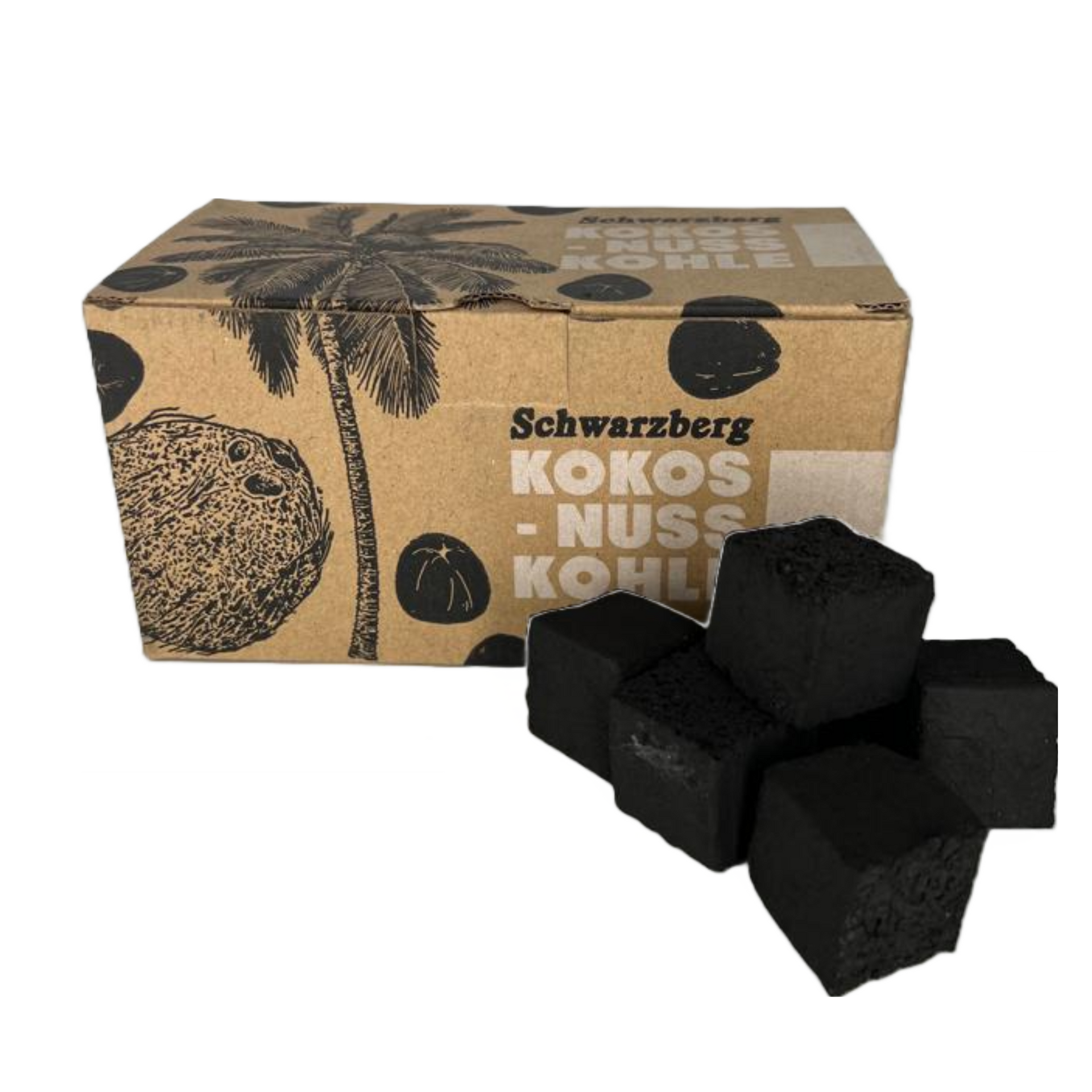 Kokos BBQ en Shisha Briket Cubes 27mm – 1kg van Schwarzberg Kohle