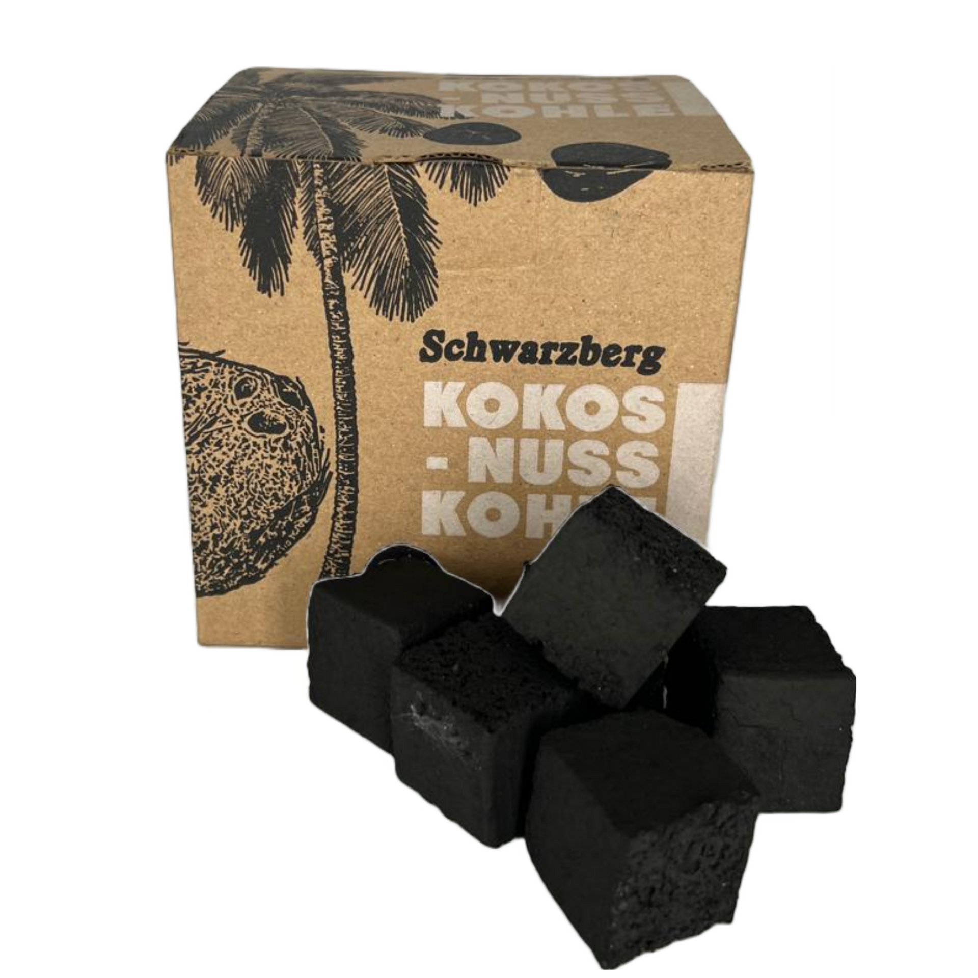 Kokos BBQ en Shisha Briket Cubes 26mm – 1kg van Schwarzberg Kohle