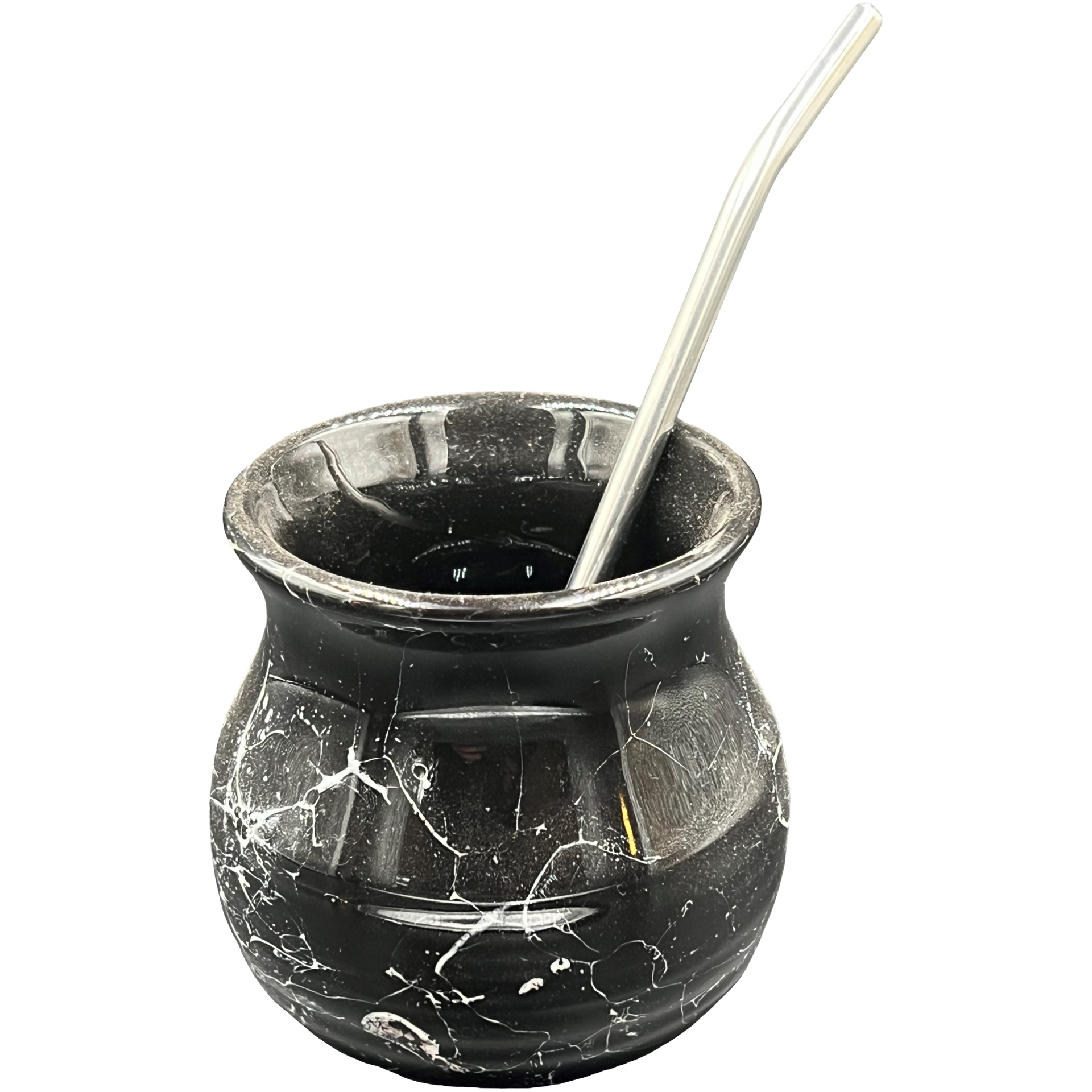 Nophathe Keramische kalebas - zwart met patroon