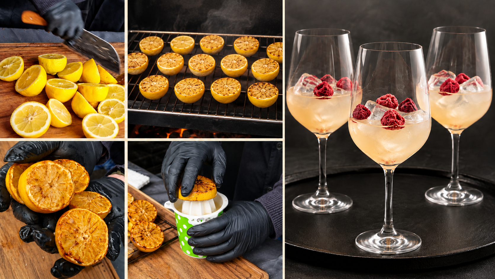 Bereiding van gerookte citroenen voor een wodkacocktail.