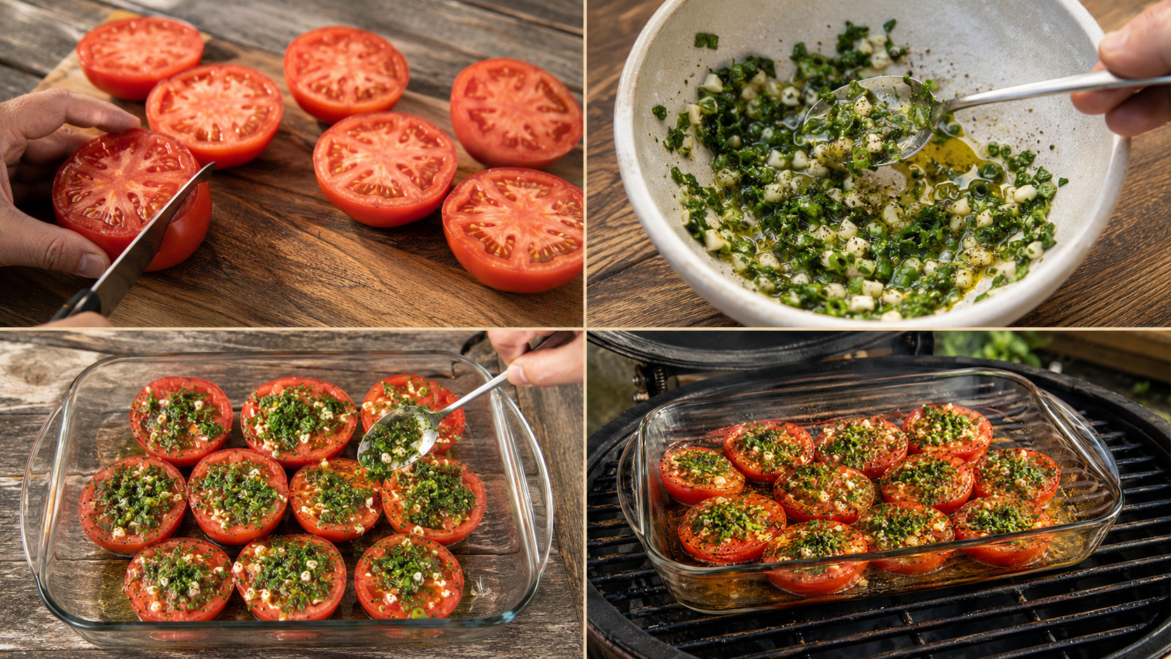 Bereidingsstappen voor gerookte tomaten met kruiden