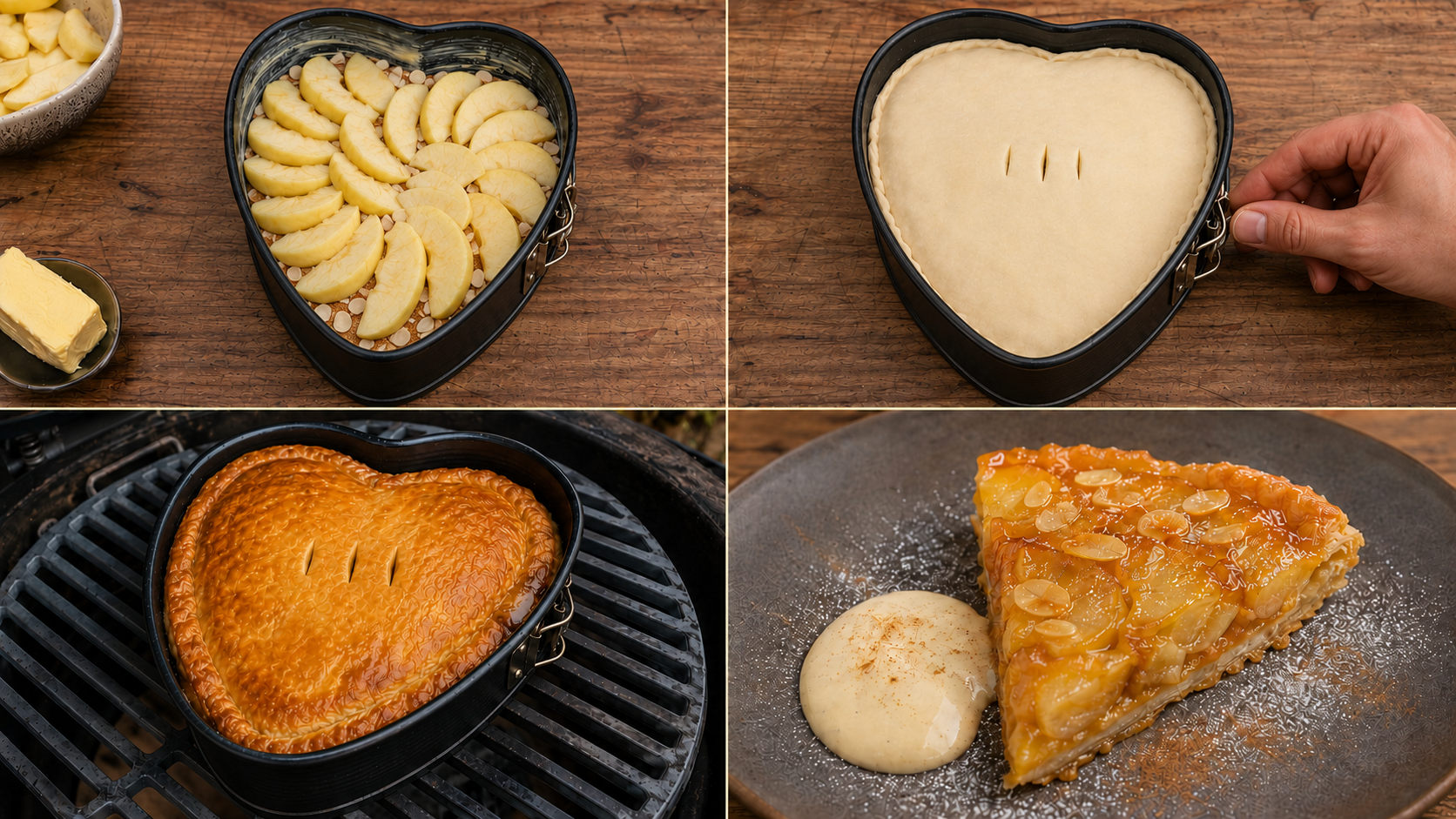 Bereidingsstappen voor omgekeerde appeltaart van de kamado