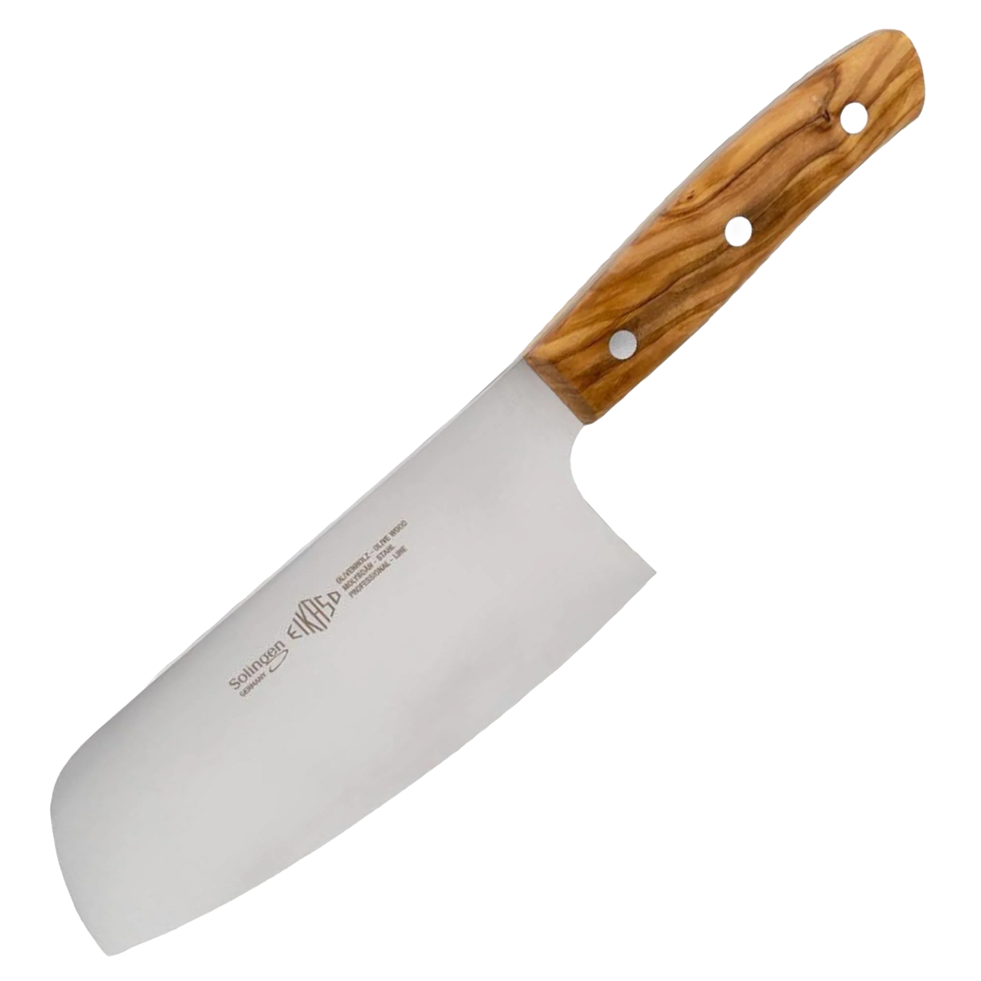 Eikaso Chinees koksmes chopper 17 cm uit Solingen met olijfhouten handvat en breed lemmet