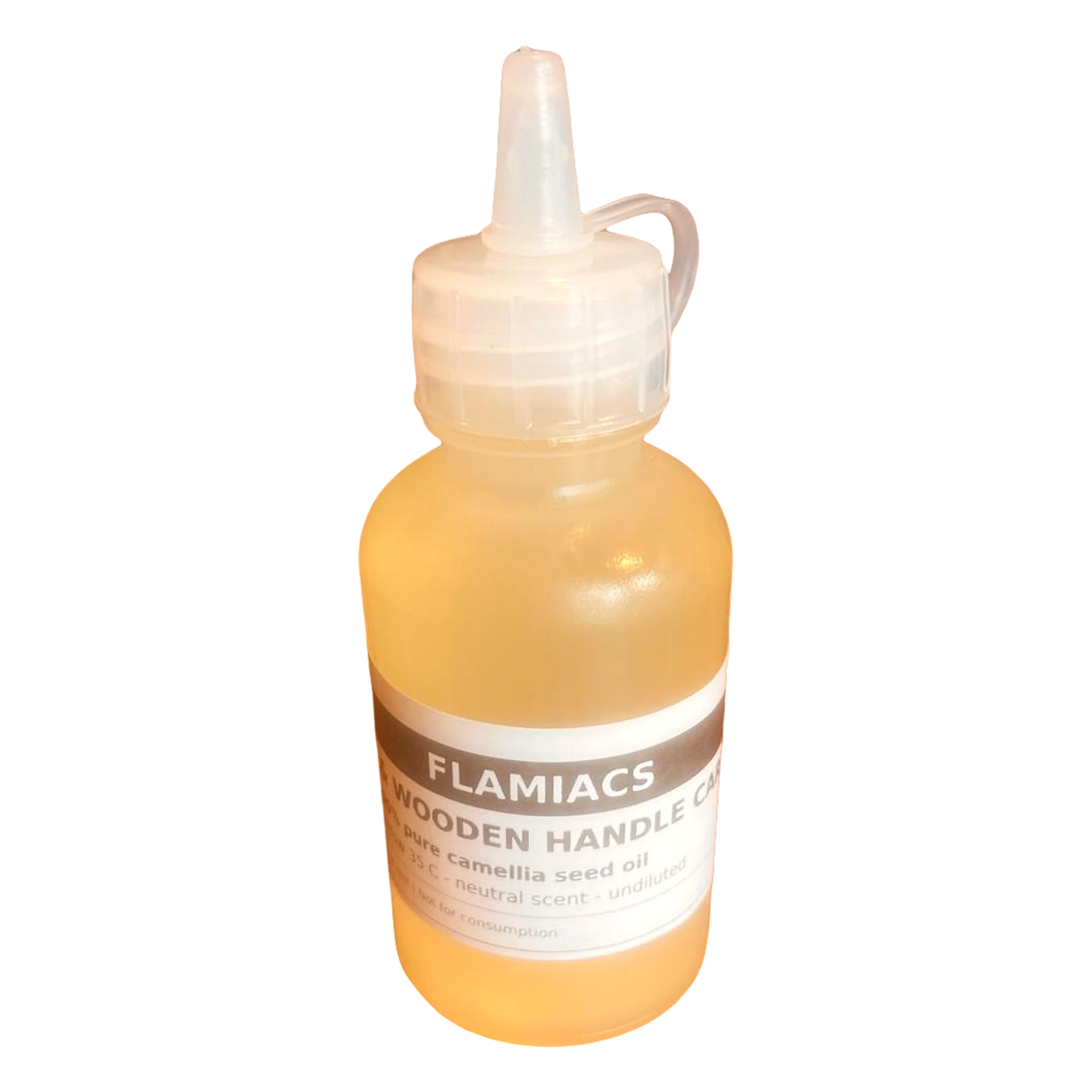 Flamiacs Camelia-olie 50 ml voor het onderhouden van messen, metalen lemmeten en houten handvatten.