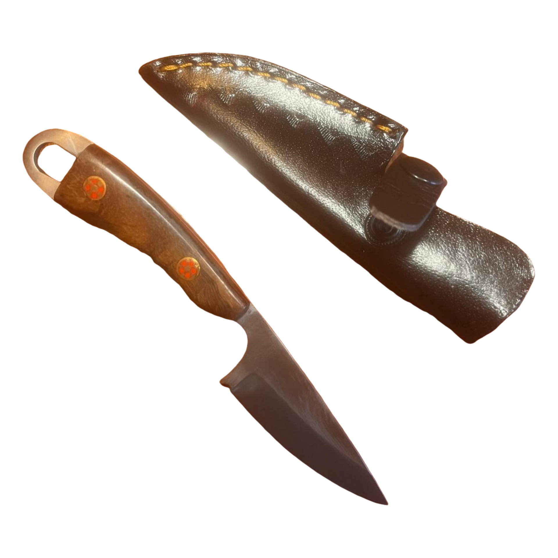 Flamiacs Compact Skinner S RVS skinnermes met notenhouten handvat en foedraal met riemhouder