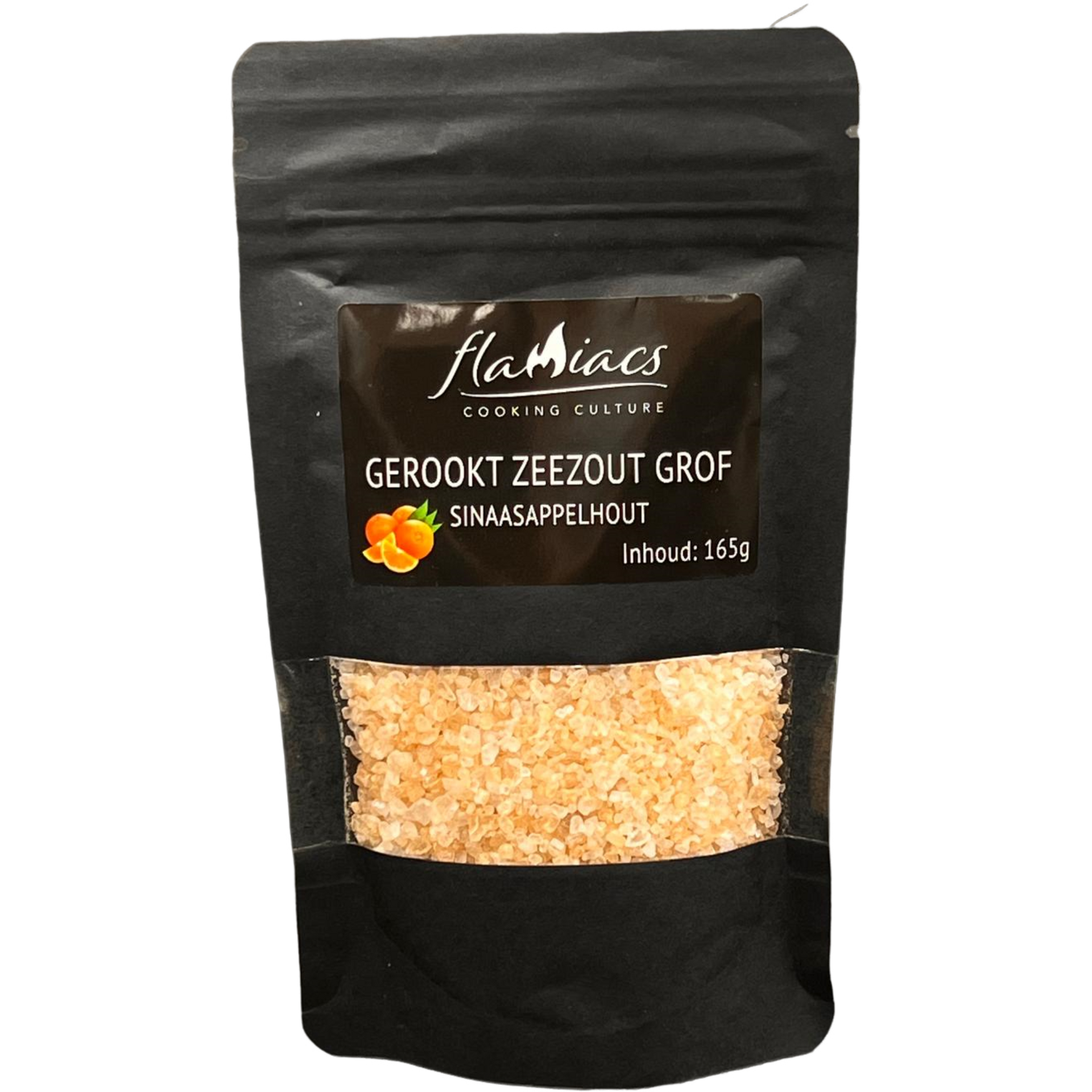 Flamiacs Sinaasappelhout gerookt grof zeezout 165gr