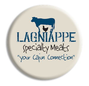 Lagniappe Specialty Meats logo with a cow and &ldquo;Your Cajun Connection&rdquo; tagline