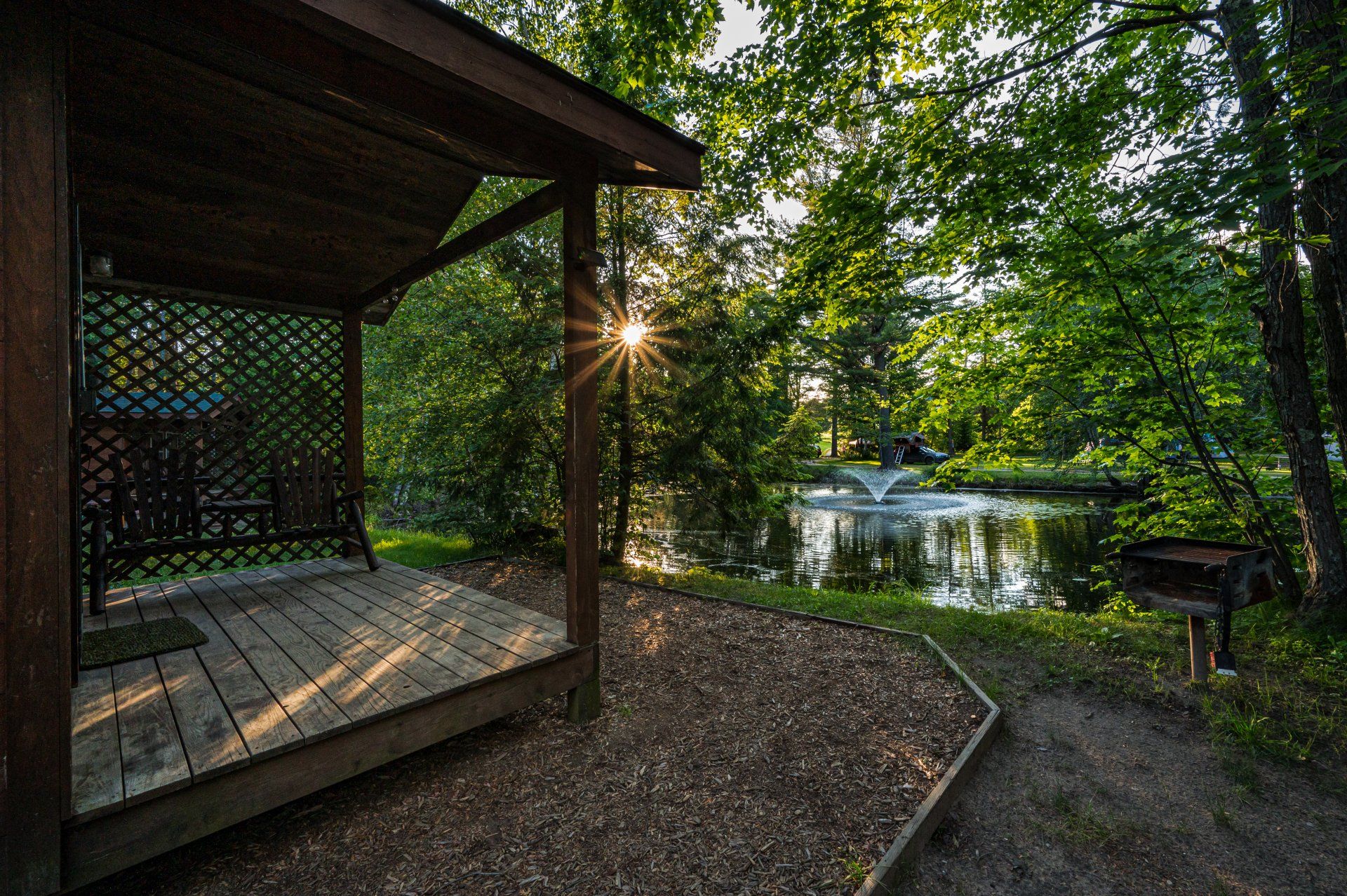 Cabin near a pond