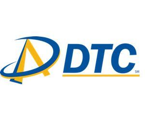 Logo for DTC, a financial services company, with blue and yellow colors.