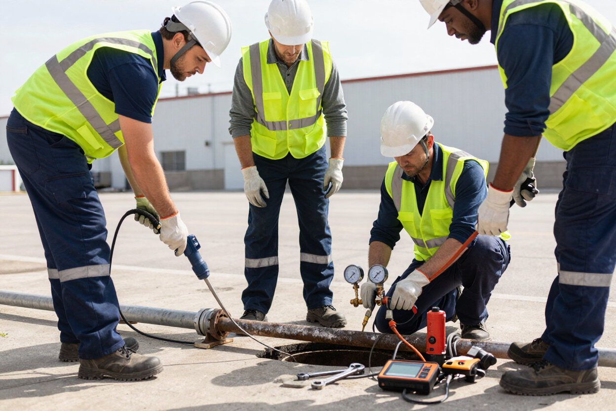 Plumbing crew on a sewer project
