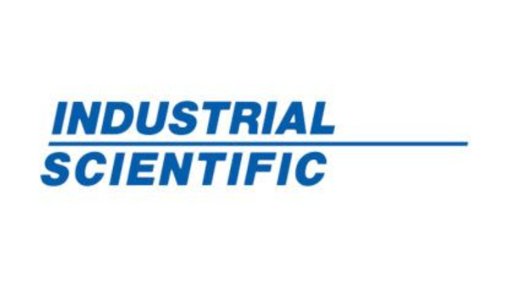 Logo d'Industrial Scientific en texte bleu, avec une ligne horizontale sous le mot « SCIENTIFIC ».