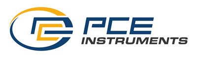 Logo de PCE Instruments avec un design bleu et or.