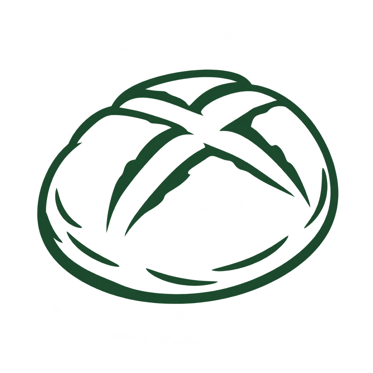 Logo stilizzato verde raffigurante una pagnotta o un panino rotondo con linee incrociate che ne indicano la guarnizione.