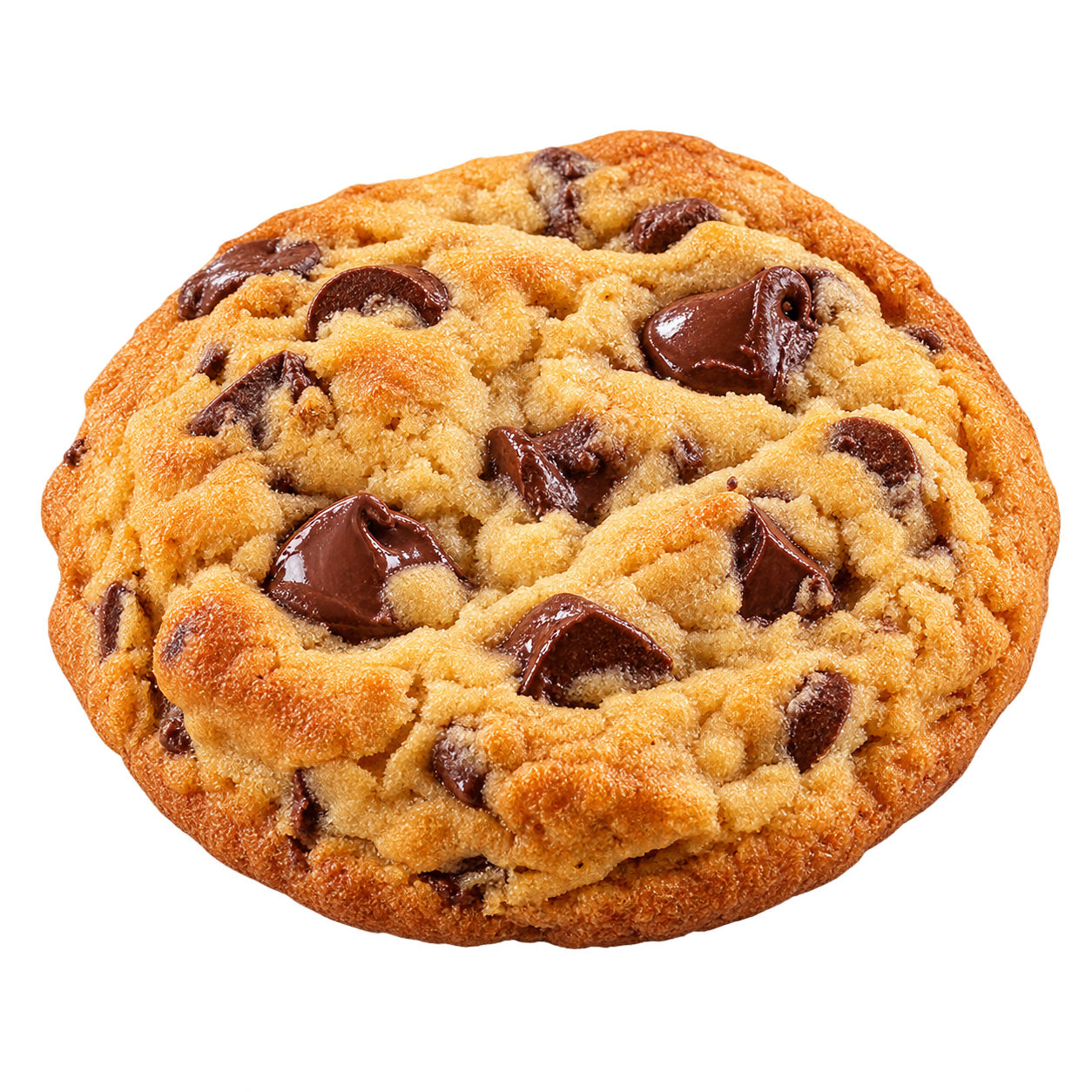 Biscotto con gocce di cioccolato su sfondo bianco