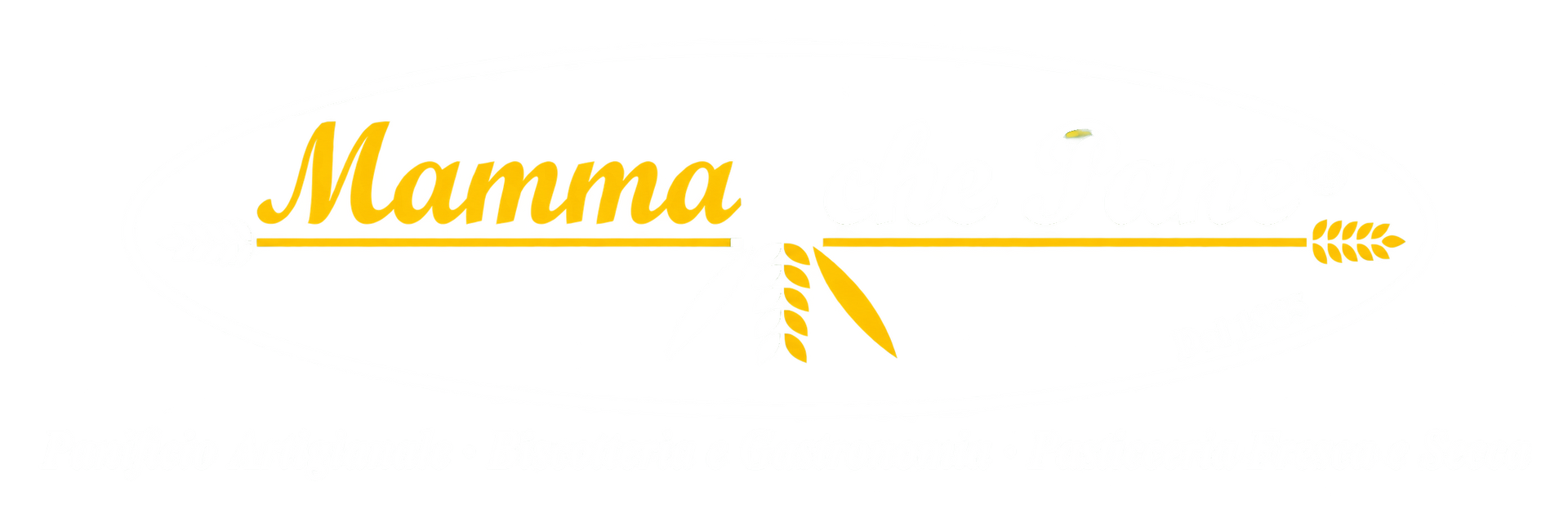 Scritta dorata “Mamma” con una linea orizzontale dorata e decorazioni su sfondo bianco.
