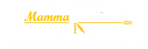 Scritta dorata “Mamma” con una linea orizzontale dorata e decorazioni su sfondo bianco.