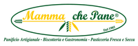 Logo per Mamma che Pane, con bordo ovale verde e testo in corsivo arancione su sfondo bianco.