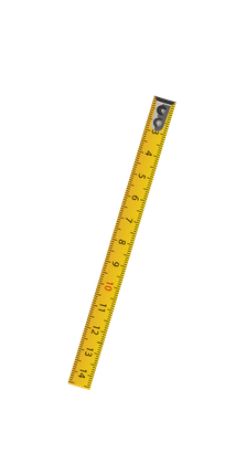 A yellow tape measure with the numbers 1 through 12 on it